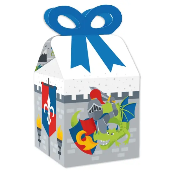 Big Dot of Happiness Calling All Knights and Dragons - Square Favor Gift Boxes - Medieval Party or Birthday Party Bow Boxes - Set of 12 {1}