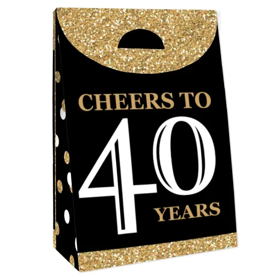 Big Dot of Happiness Adult 40th Birthday - Gold - Birthday Gift Favor Bags - Party Goodie Boxes - Set of 12 {4}