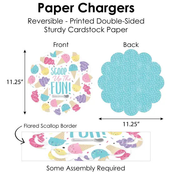 Big Dot of Happiness Scoop Up The Fun - Ice Cream - Sprinkles Party Paper Charger and Table Decorations - Chargerific Kit - Place Setting for 8 {6}
