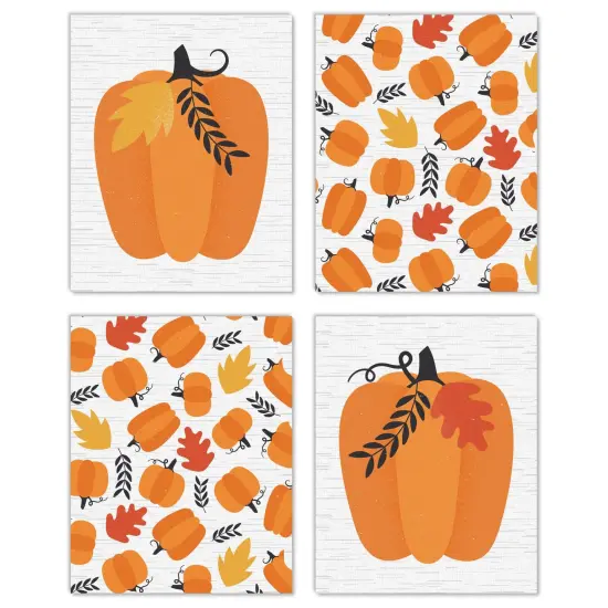 Big Dot of Happiness Fall Pumpkin - Unframed Autumn, Halloween and Thanksgiving&nbsp; Linen Paper Wall Art - Set of 4 - Artisms - 8 x 10 inches {1}
