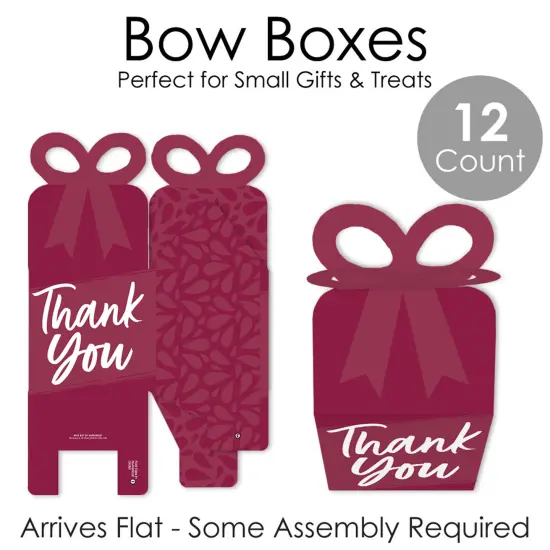 Big Dot of Happiness Burgundy Elegantly Simple - Square Favor Gift Boxes - Guest Party Favors Bow Boxes - Set of 12 {7}