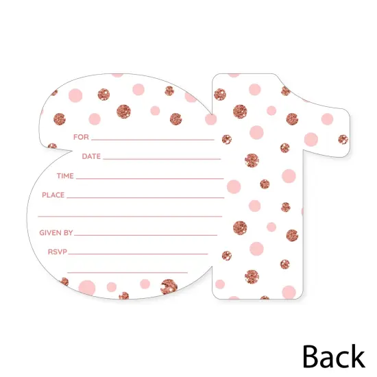 Big Dot of Happiness 16th Pink Rose Gold Birthday - Shaped Fill-In Invitations - Happy Birthday Party Invitation Cards with Envelopes - Set of 12 {6}