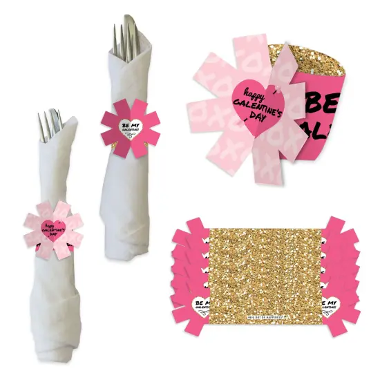 Big Dot of Happiness Be My Galentine - Galentine's & Valentine's Day Party Paper Napkin Holder - Napkin Rings - Set of 24 {1}