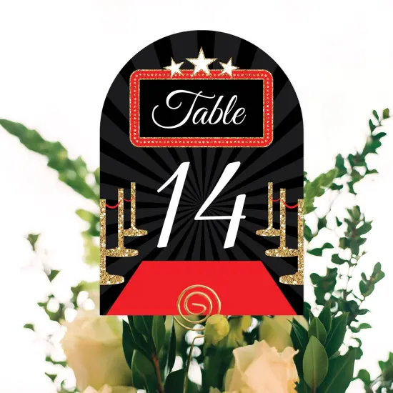 Big Dot of Happiness Red Carpet - Movie Night Party Double-Sided 5 x 7 inches Cards - Table Numbers - 1-20 {6}