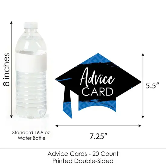 Big Dot of Happiness Blue Grad - Best is Yet to Come - Royal Blue Grad Cap Wish Card Grad Party Activities - Shaped Advice Cards Games - Set of 20 {6}