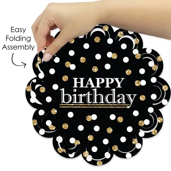 Big Dot of Happiness Adult Happy Birthday - Gold - Birthday Party Round Table Decorations - Paper Chargers - Place Setting For 12 {6}