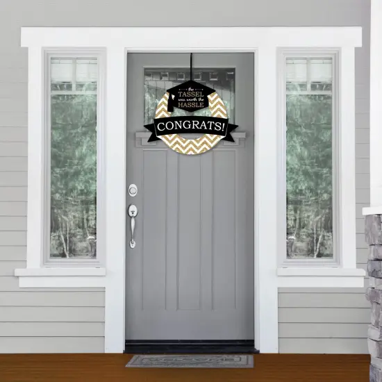 Big Dot of Happiness Tassel Worth The Hassle - Gold - Outdoor Graduation Party Decor - Front Door Wreath {3}