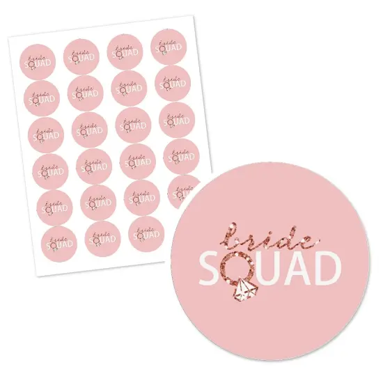 Big Dot of Happiness Bride Squad - Rose Gold Bridal Shower or Bachelorette Party Circle Sticker Labels - 24 Count {3}