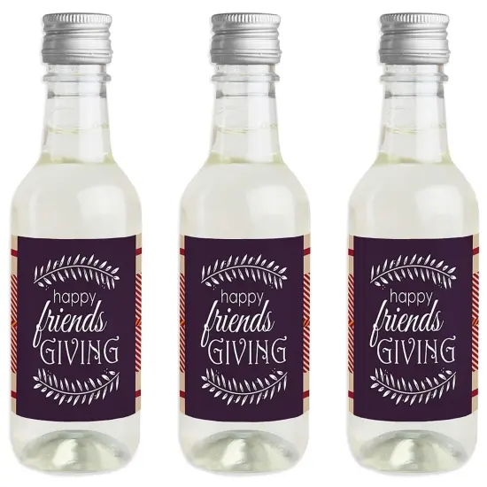 Big Dot of Happiness Friends Thanksgiving Feast - Mini Wine & Champagne Bottle Label Stickers - Friendsgiving Party Favor Gift for Women & Men - 16 Ct {1}