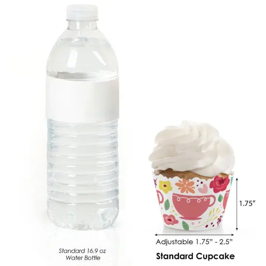 Big Dot of Happiness Floral Let's Par-Tea - Garden Tea Party Decorations - Party Cupcake Wrappers - Set of 12 {4}