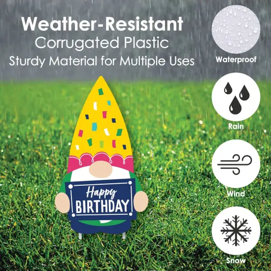 Big Dot of Happiness Gnome Birthday- Gnome Lawn Decorations - Outdoor Happy Birthday Party Yard Decorations - 10 Piece {6}