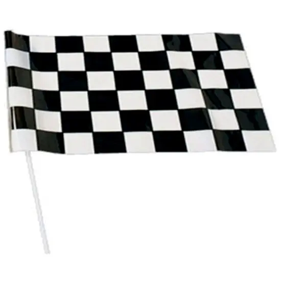 1 x 1.5' Race Flags Plastic Dowel Parade Checkered Flags {1}