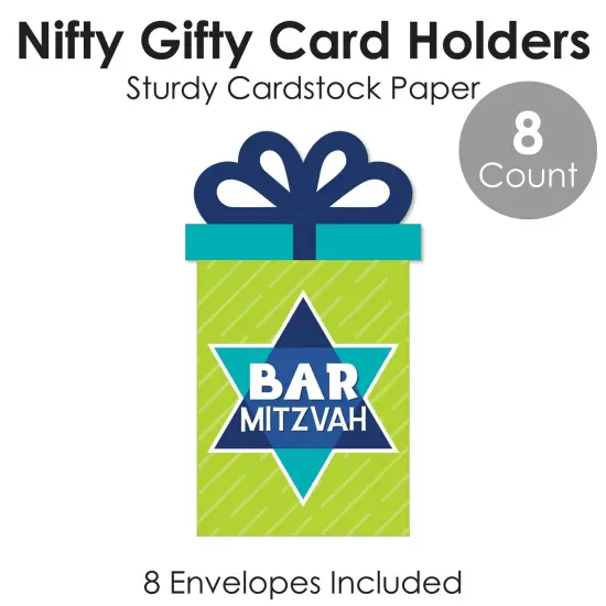 Big Dot of Happiness Blue Bar Mitzvah - Boy Party Money and Gift Card Sleeves - Nifty Gifty Card Holders - Set of 8 {6}