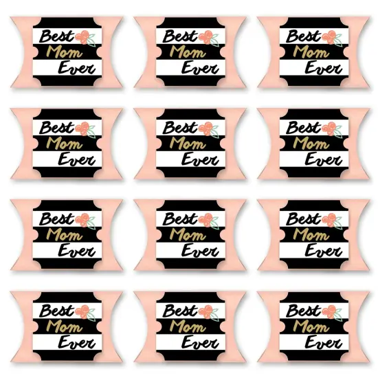 Big Dot of Happiness Best Mom Ever - Favor Gift Boxes - Mother's Day Party Large Pillow Boxes - Set of 12 {6}