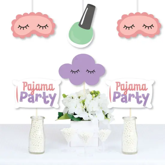Big Dot of Happiness Pajama Slumber Party - Pillow, Mask, Cloud, & Nail Polish Bottle Decorations DIY Girls Sleepover Birthday Party Essentials 20 Ct {1}