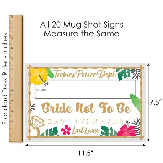 Big Dot of Happiness Last Luau - Tropical Bachelorette Party and Bridal Shower Mug Shots - Photo Booth Props Kit - 20 Count {7}