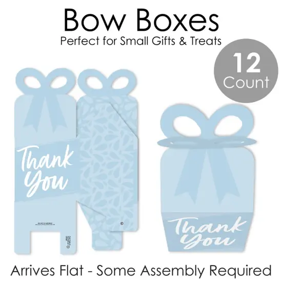 Big Dot of Happiness Dusty Blue Elegantly Simple - Square Favor Gift Boxes - Guest Party Favors Bow Boxes - Set of 12 {7}