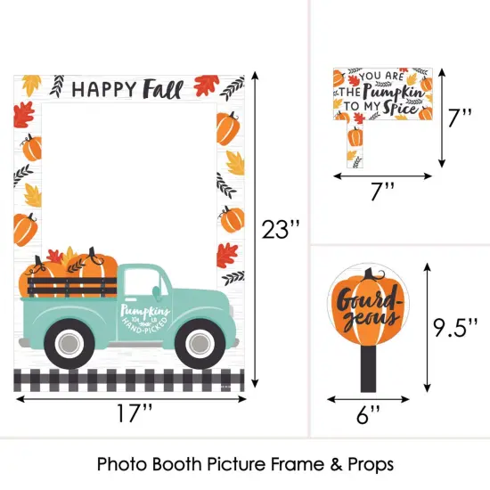 Big Dot of Happiness Happy Fall Truck - Harvest Pumpkin Party Selfie Photo Booth Picture Frame and Props - Printed on Sturdy Material {6}