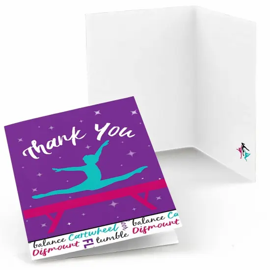 Big Dot of Happiness Tumble, Flip & Twirl - Gymnastics - Birthday Party or Gymnast Party Thank You Cards (8 count) {1}