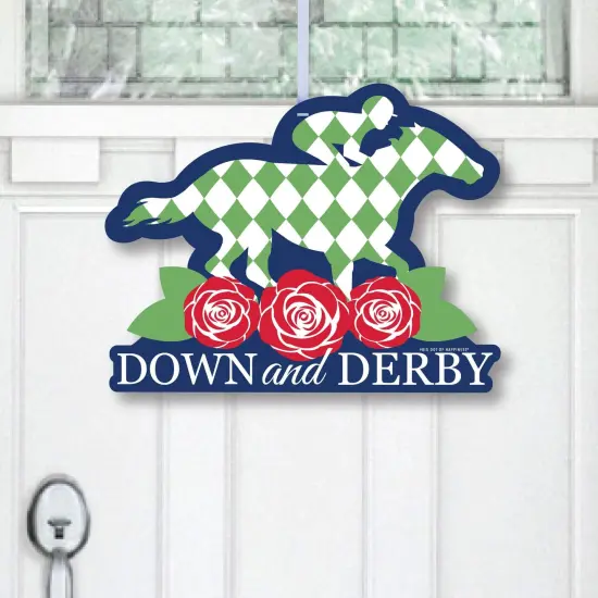 Big Dot of Happiness Kentucky Horse Derby - Hanging Porch Horse Race Party Outdoor Decorations - Front Door Decor - 1 Piece Sign {1}