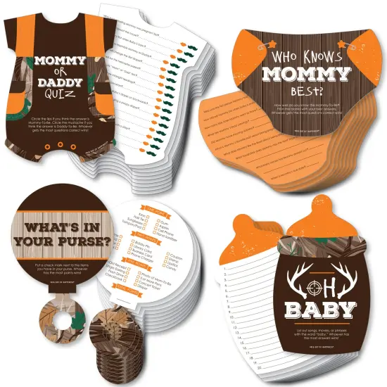 Big Dot of Happiness Gone Hunting - 4 Deer Hunting Camo Baby Shower Games - 10 Cards Each - Gamerific Bundle {1}