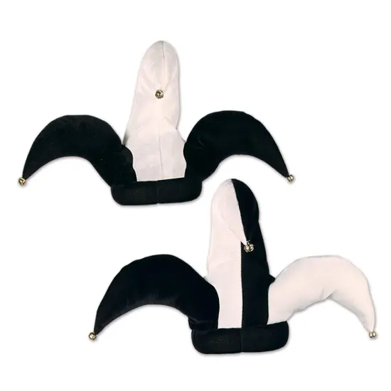 Plush Black & White Jester Hats (Pack of 6) {1}