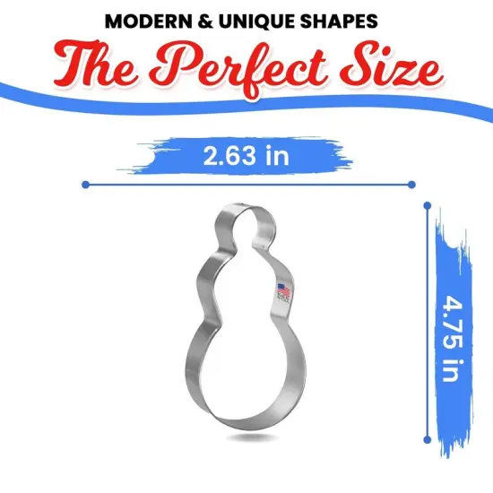 Primitive Snowman Cookie Cutter 4.75 in, CookieCutter.com, Tin Plated Steel, Handmade in the USA {2}