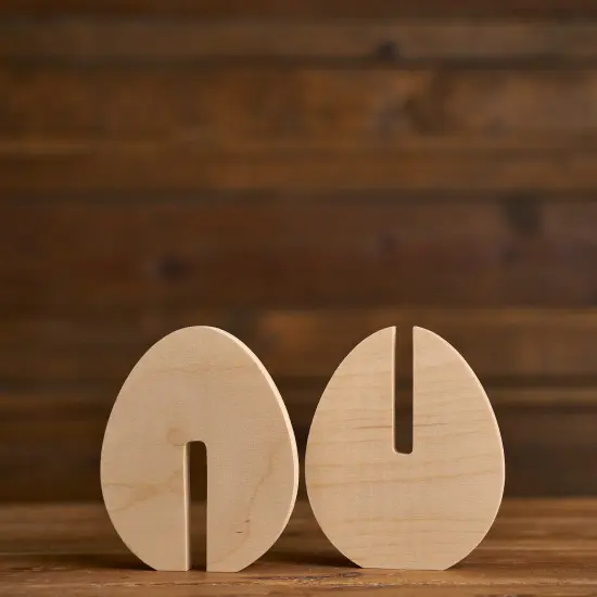 Unfinished Wooden Slotted Standing Egg Set of 3 {5}
