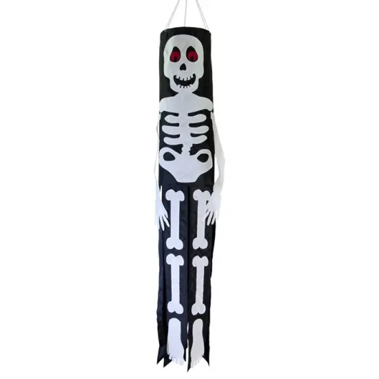 In the Breeze Lil' Bones Skeleton 40 Inch Windsock - Hanging Halloween Decoration - Outdoor Holiday Decor {1}