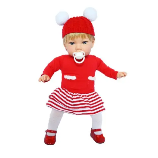 Ellie, the Adorable 18-Inch Toddler Baby Doll in Christmas Dress with Pom Pom Hat {1}