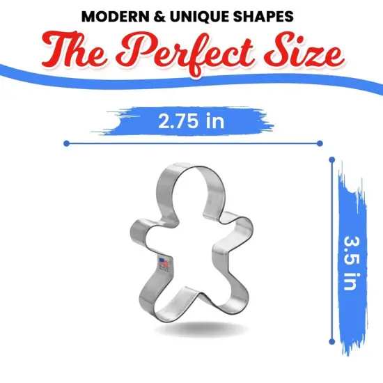 Gingerbread Man Cookie Cutter 3.5 in, CookieCutter.com, Tin Plated Steel, Handmade in the USA {2}