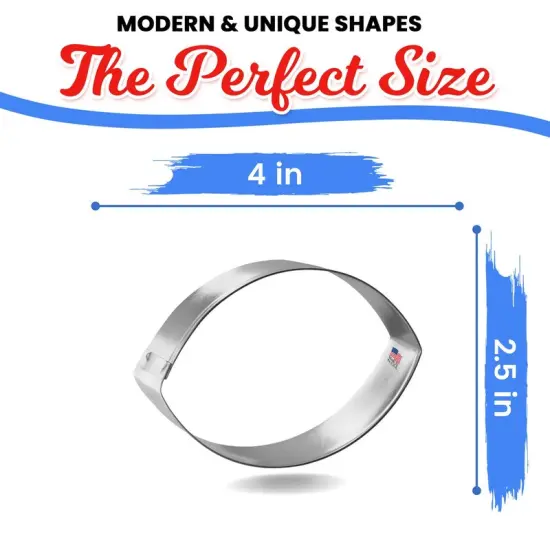 Football Cookie Cutter 4.25", CookieCutter.com, Tin Plated Steel, Handmade in the USA {2}