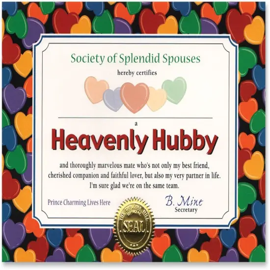 Heavenly Hubby Certificate (Pack of 6) {1}