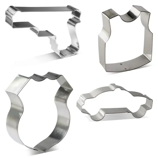 Police Cookie Cutter 4 Pc Set, CookieCutter.com, Tin Plated Steel, Handmade in the USA {3}