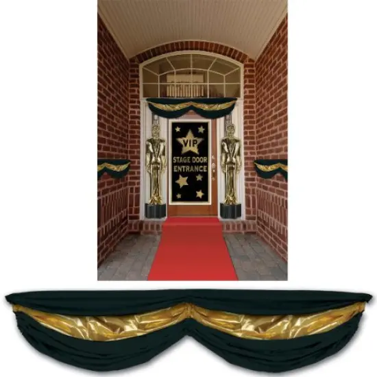 Black & Gold Fabric Bunting (Pack of 6) {1}