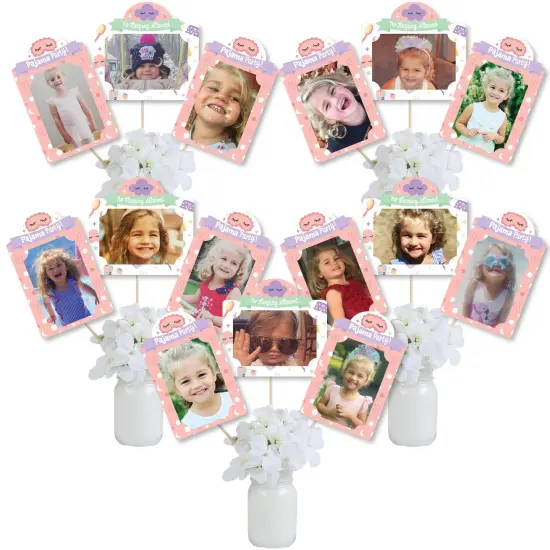 Big Dot of Happiness Pajama Slumber Party - Girls Sleepover Birthday Party Picture Centerpiece Sticks - Photo Table Toppers - 15 Pieces {1}