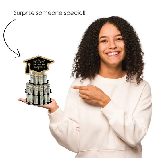 Big Dot of Happiness Tassel Worth The Hassle - Gold - DIY Graduation Party Money Holder Gift - Cash Cake {7}