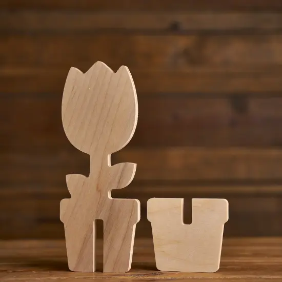 10 in. Unfinished Wooden Slotted Tulip Set of 3 {4}