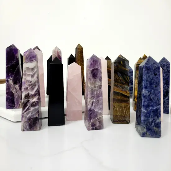 Hand Polished Crystal Tower Point Obelisk - 4 Sided OBSIDIAN {1}
