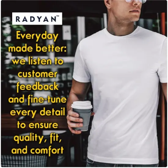 RADYAN Men's Plain Single Pack Ultra Cotton Soft Cool Short Sleeve Round Neck Adult White Solid T Shirt. Crew Neck mens undershirt Ultra soft cotton rich & blend {3}