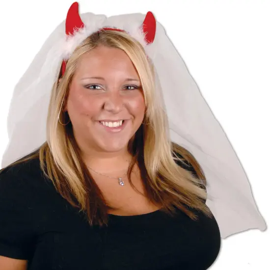 Devil Horns Headband w/Veil (Pack of 12) {1}