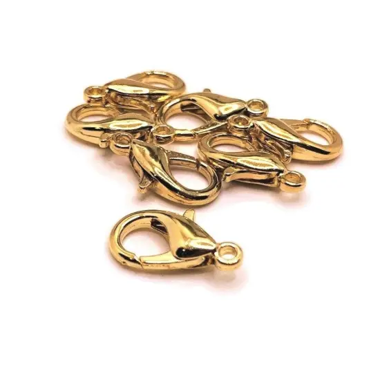 100 or 500 Pieces: 8 x 16 mm Light Gold / KC Gold Lobster Claw Clasps {1}