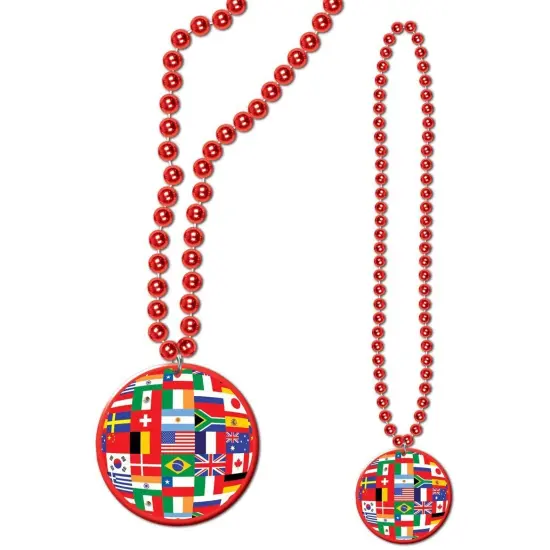 Beads w/International Flag Medallion (Pack of 12) {1}
