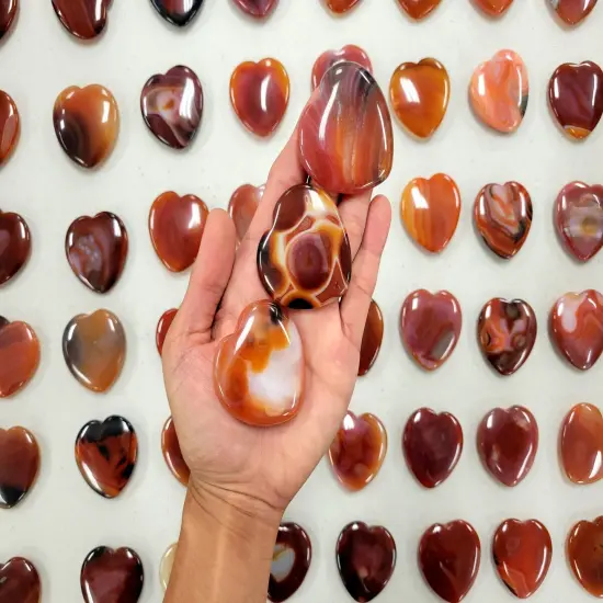 Carnelian Crystal Heart Palm Stones {1}