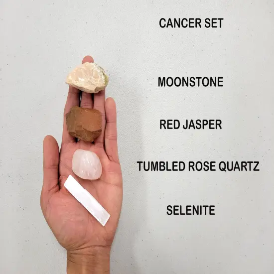 Crystals For Cancer Zodiac Sign, Moonstone Red Jasper Rose Quartz Selenite {1}