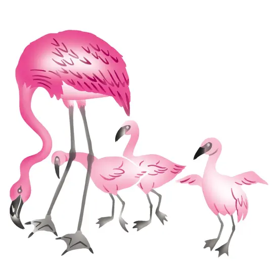 Flamingo Family Wall Stencil | 2721 by Designer Stencils | Animal & Nature Stencils | {1}