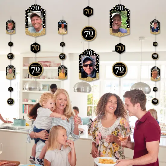 Big Dot of Happiness Adult 70th Birthday - Gold - Birthday Party Vertical Photo Garland 35 Pieces {7}