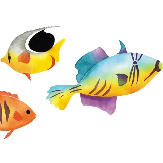 Four Fish Wall Stencil | 2707 by Designer Stencils | Animal & Nature Stencils | {2}