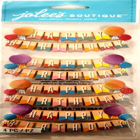 Jolee's Boutique Happy Birthday Banners Dimensional Stickers {1}