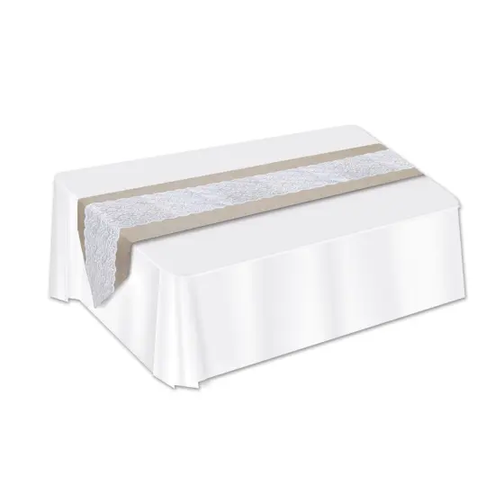 Lace & Burlap Table Runner, (Pack of 12) {1}